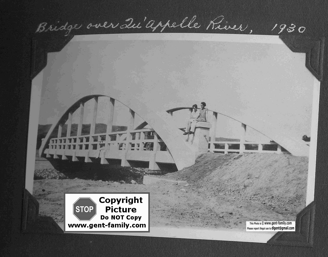 Qu'Appelle river bridge with Rose Gesell aug 6, 1930